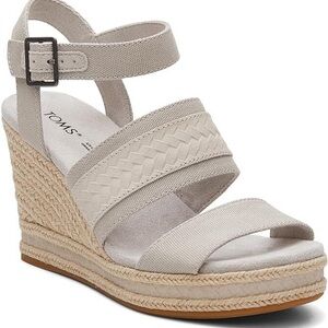 TOMS Beige Braided Espadrille Wedge Sandals
